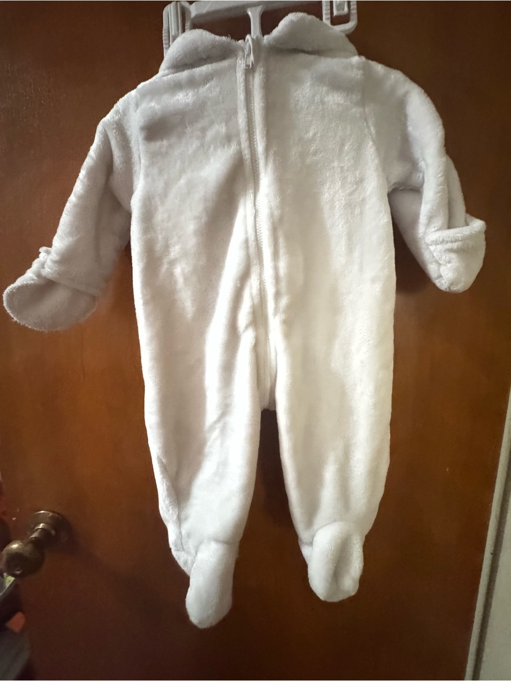 First Impressions White Plush Baby Footed One-Piece